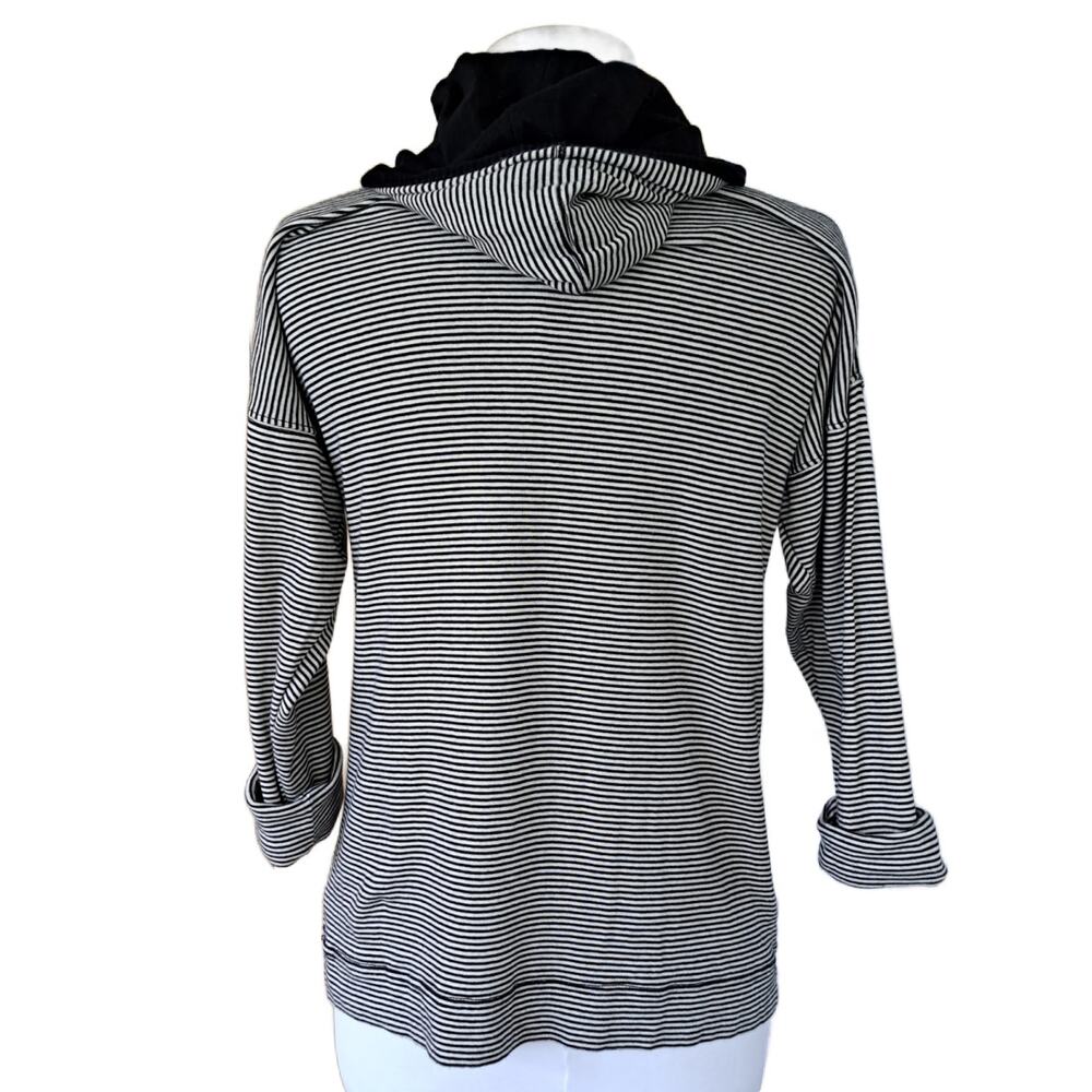 LAUREN Ralph Lauren Navy Stripe Jersey Hoodie Top Medium - Picture 3 of 9